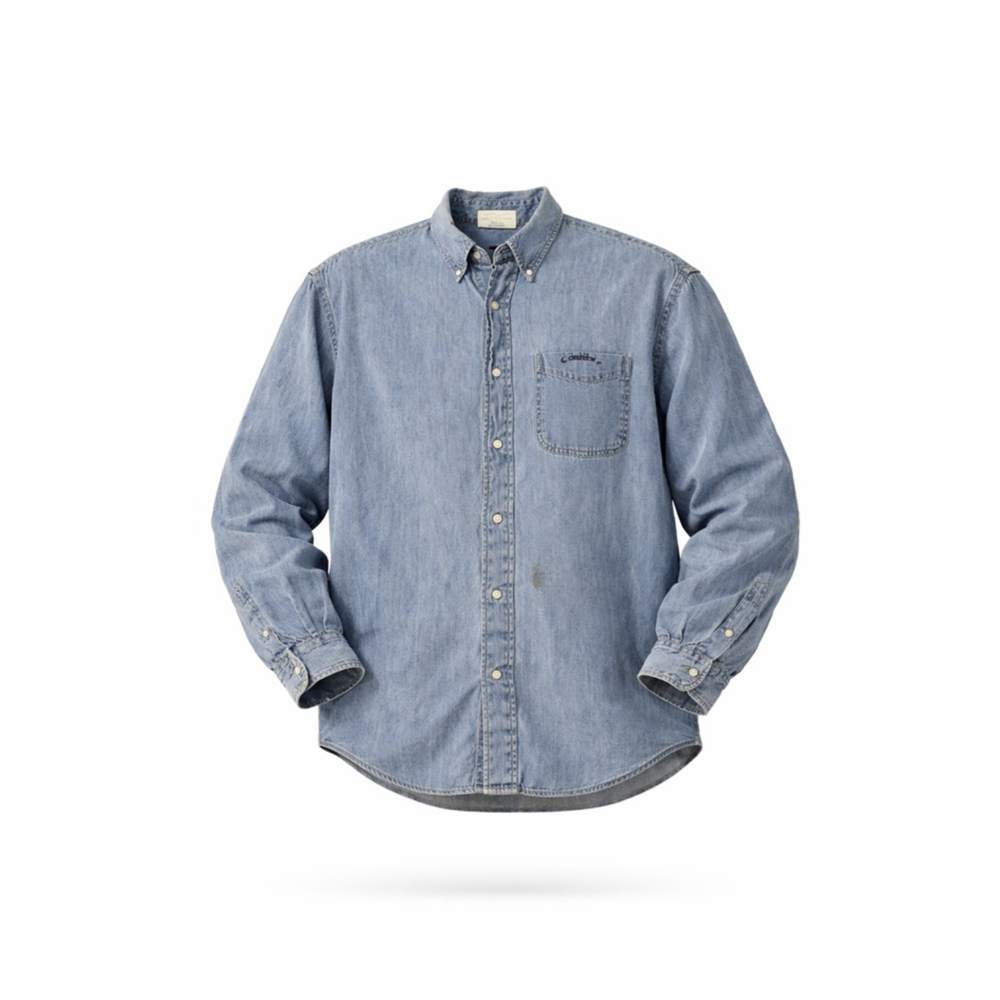 Camel Button Down Shirt Denim Embroidered Long Sleeve Vintage Made In USA Sz XL